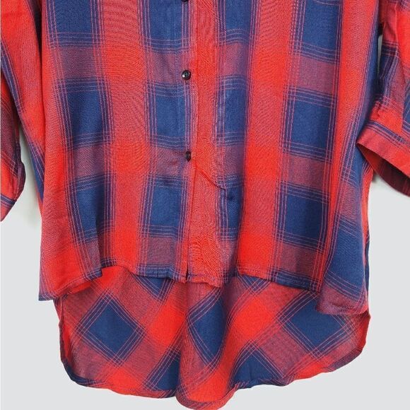 Philosophy Plaid Hi-Lo Button Down Shirt - Picture 3 of 7